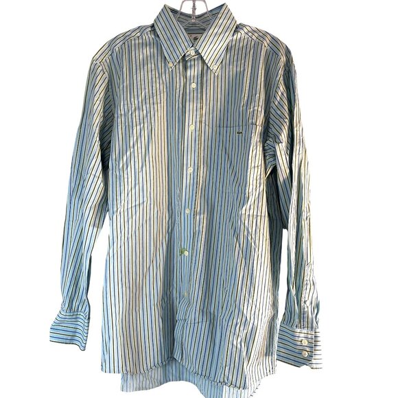LACOSTE Mens Shirt Button Down Multi Striped Pocket Logo Size Logo Size 42US L - Picture 1 of 7